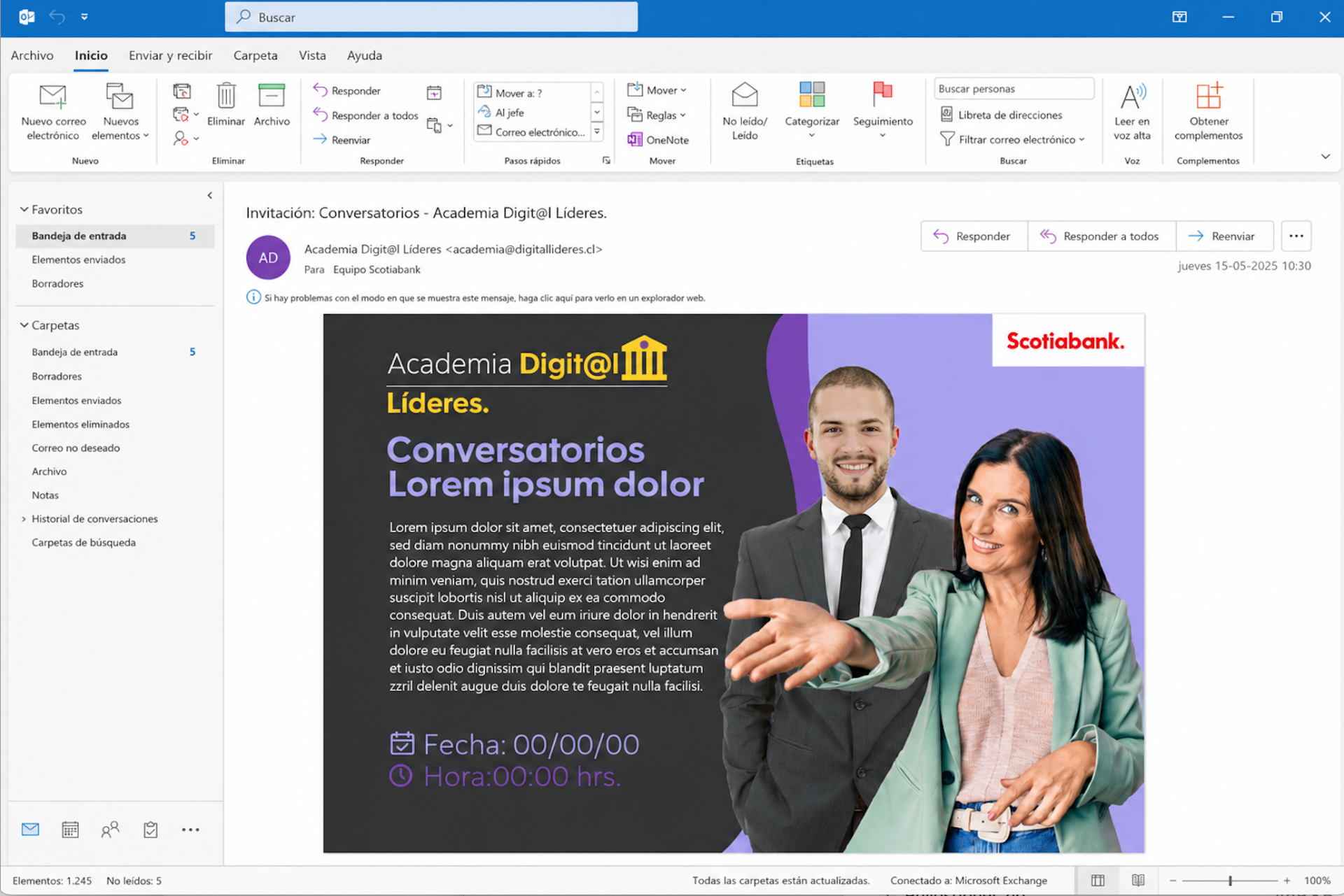 Vista previa del sistema de plantillas editables para Outlook