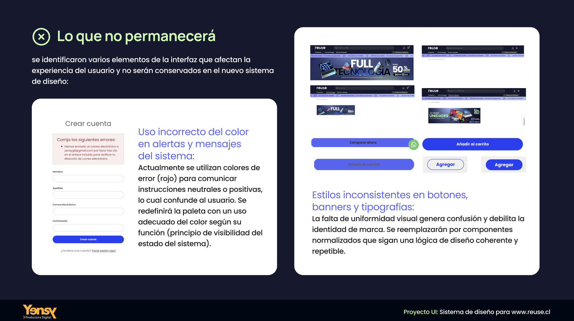 Lo que no permanecerá: color en alertas y estilos inconsistentes