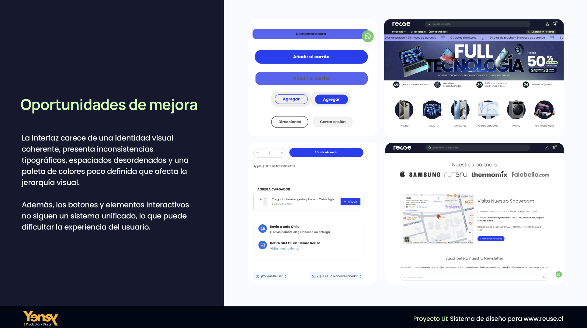 Oportunidades de mejora: identidad visual y componentes